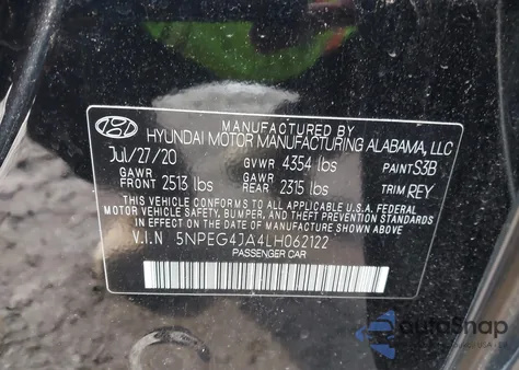 2020 Hyundai Sonata Se z USA, uszkodzony, nr VIN 5NPEG4JA4LH062122